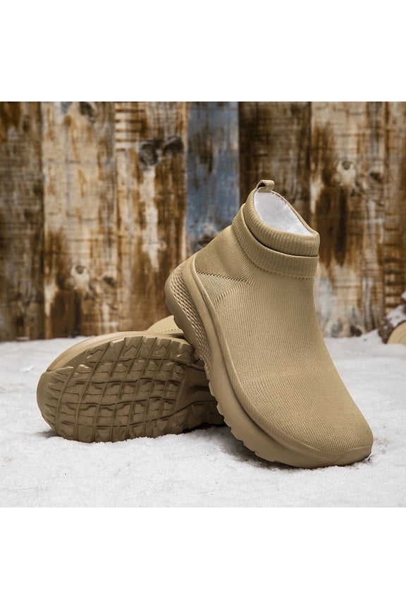 Unisex Fly Knit Casual Sports Shoes with Winter Fleece Lining
