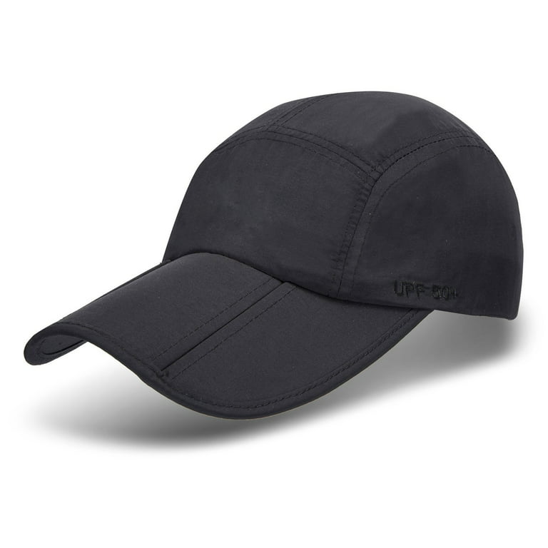Unisex Foldable UPF 50+ Quick Dry Baseball Cap with Long Bill Portable Sun  Hats, Black