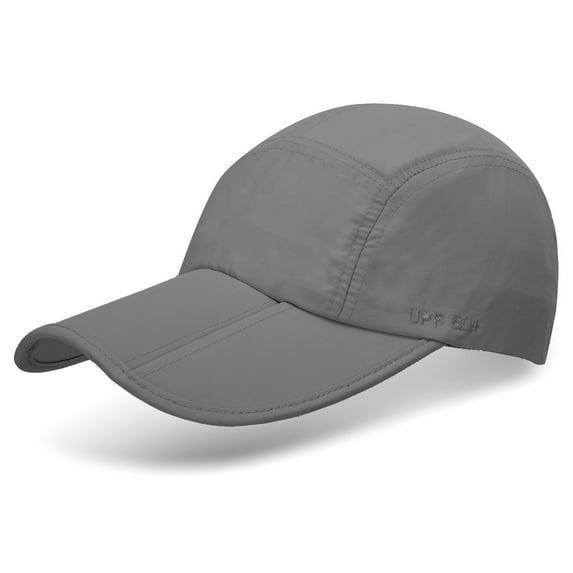 Unisex Foldable UPF 50+ Quick Dry Baseball Cap with Long Bill Portable Sun Hats, Gray