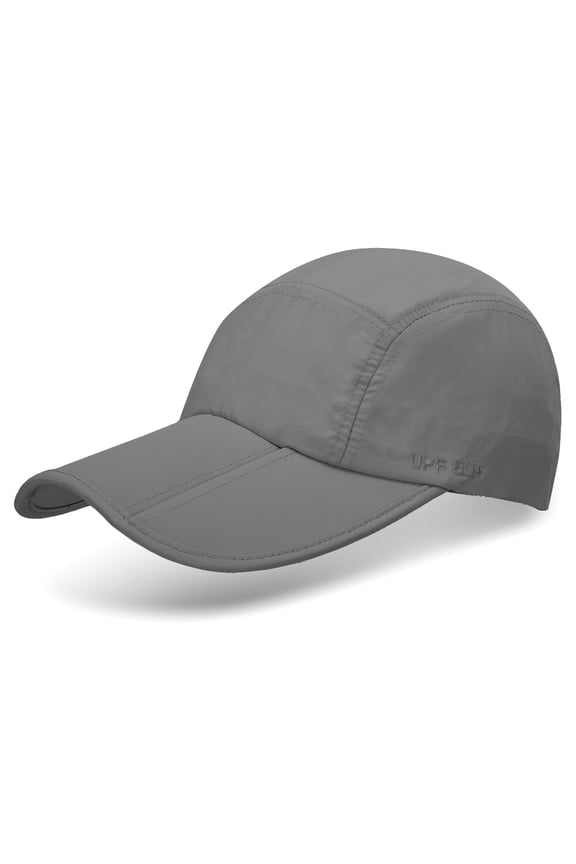 Unisex Foldable UPF 50+ Quick Dry Baseball Cap with Long Bill Portable Sun Hats, Gray