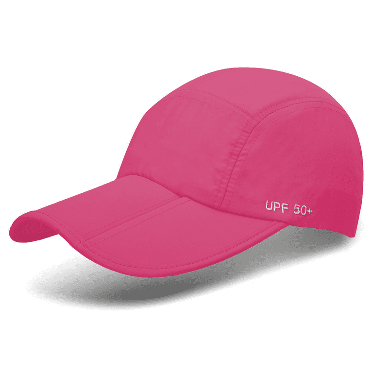 Unisex Foldable UPF 50+ Quick Dry Baseball Cap with Long Bill Portable Sun  Hats, Hot Pink 