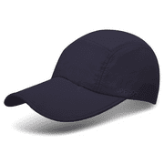 Unisex Foldable UPF 50+ Quick Dry Baseball Cap with Long Bill Portable Sun Hats, Navy Blue