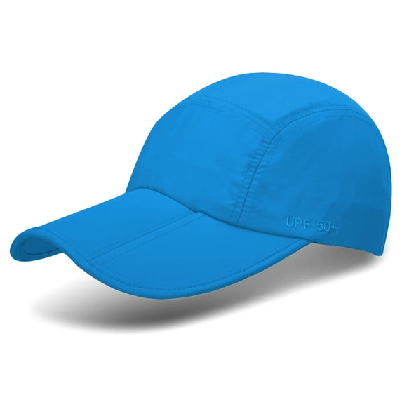 Unisex Foldable UPF 50+ Quick Dry Baseball Cap with Long Bill Portable Sun Hats, Turquoise