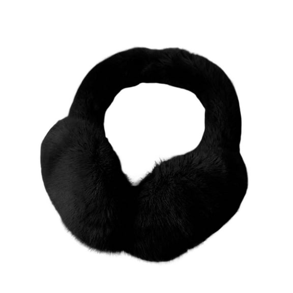 Unisex Foldable Winter Earmuffs, Warm Faux Fur Ear Protection for Cold Weather, Soft Plush Ear Warmers for Outdoor Activities, Compact Foldable Ear Muffs for Men and Women Black
