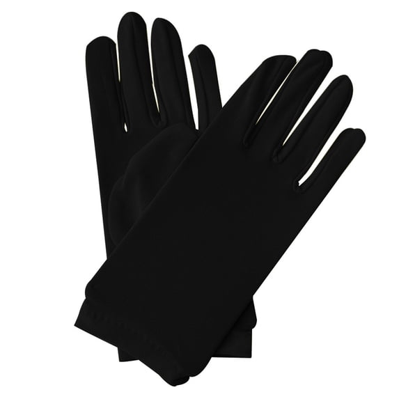 Unisex Formal Short Gloves Full Finger Stretch Fit Sun Protection for Jewelry Appreciation and Driving Black