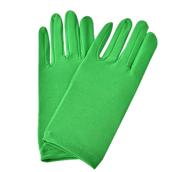 Unisex Formal Short Gloves Full Finger Stretch Fit Sun Protection for Jewelry Appreciation and Driving Green