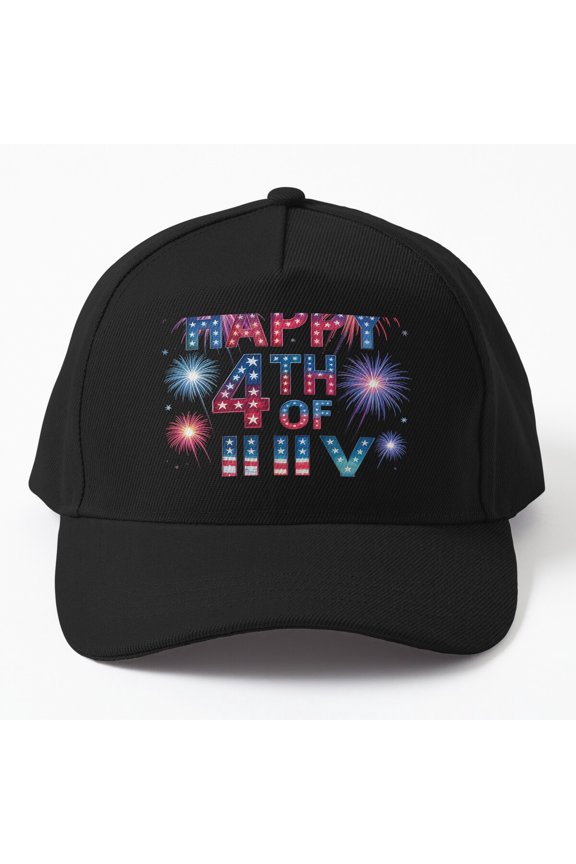 Unisex Fourth of July Fireworks Baseball Cap, Independence Celebration Design Hat