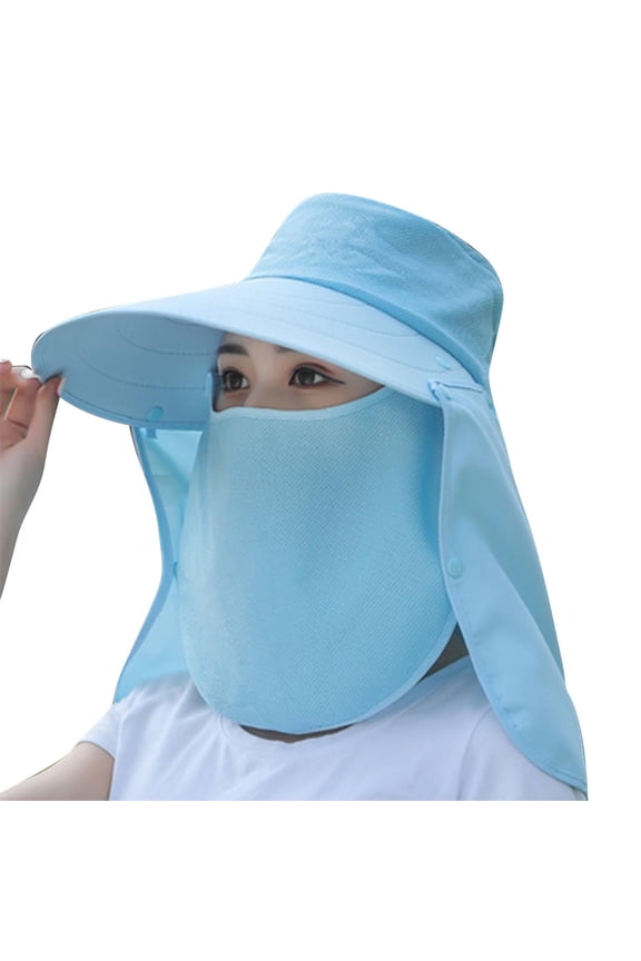 Unisex Full Coverage Sun Protection Hat with Face Mask & Neck Flap, Wide Brim Quick-Dry Breatha UV Shield for Hiking, Gardening, Outdoor Adventures
