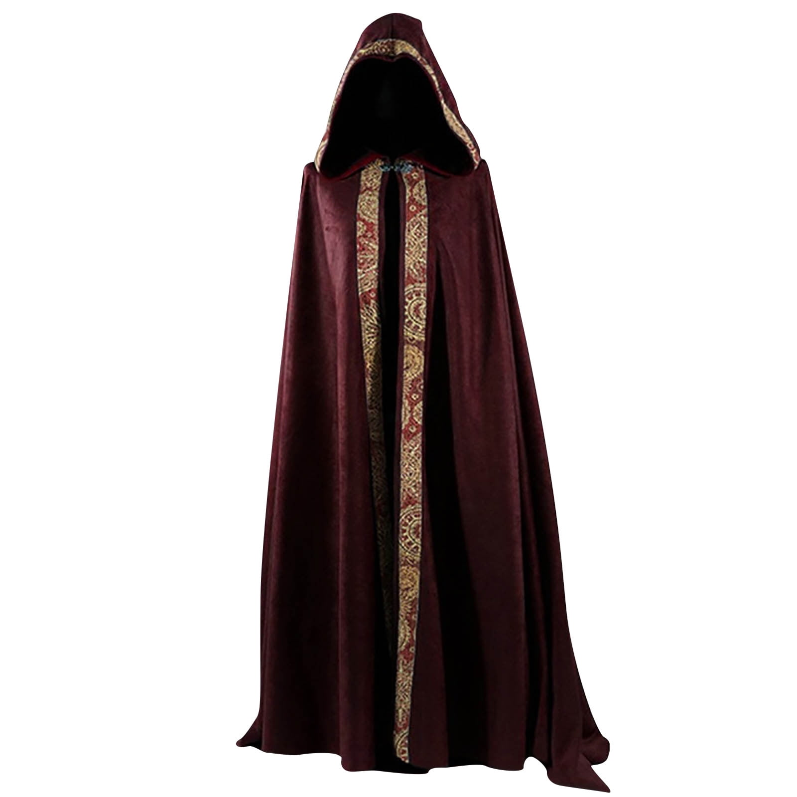 Unisex Full Length Hooded Robe Cloak Long Velvet Cape Cosplay