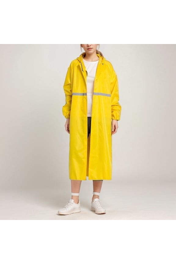 Unisex Full Length Raincoat With Hood | Adult Rain Jacket | High Visibility Reflective Strip | Windproof & Heavy Rain 2x down Jacket Womens Raincoats plus Size Woman Rain Jacket Water Proof Wind Proof