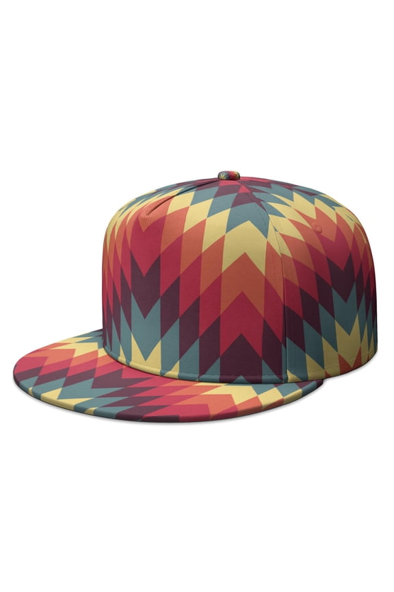 Unisex Full Panel Snapback Cap - Vintage Tie Dye Flat Brim Hat, Psychedelic Art Design, Adjustable for Teens & Adults in Streetwear