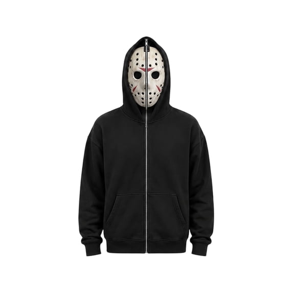 Unisex Full Zip Horror Mask Hoodie Halloween Scary Character Novelty Sweatshirt Fancy Dress Party Cosplay Costume