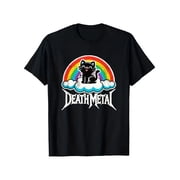 Unisex Funny Black Cat Rainbow Death Metal Graphic T-Shirt