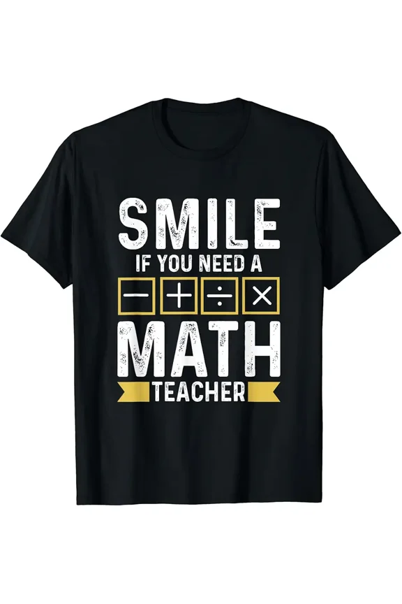 Unisex Funny Distressed Smile Math Teacher T-Shirt