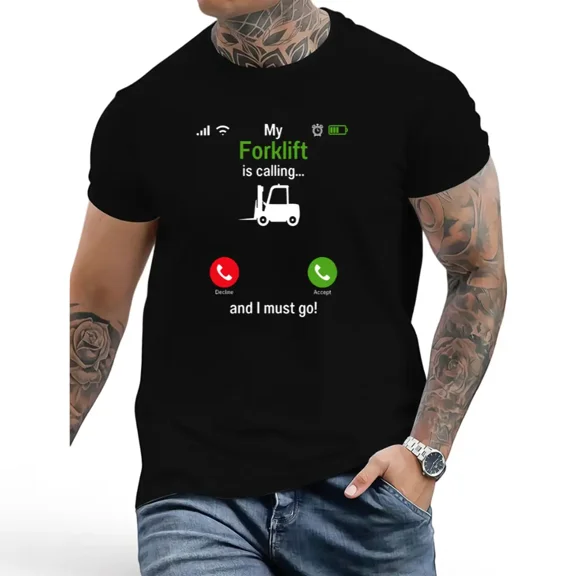 Unisex Funny Forklift Operator Driver Crewneck T-Shirt, Italian American Emoji Graphic Casual Short Sleeve Work Tee