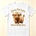 thumbnail image 1 of Unisex Funny Highland Cow Graphic T-Shirt, Sorry I'm Late I Saw A Fluffy Cow Cute Fluffy Cow Lover Short Sleeve Crew Neck Casual Tee, 1 of 9