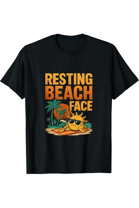 Unisex Funny Resting Beach Face Graphic T-Shirt