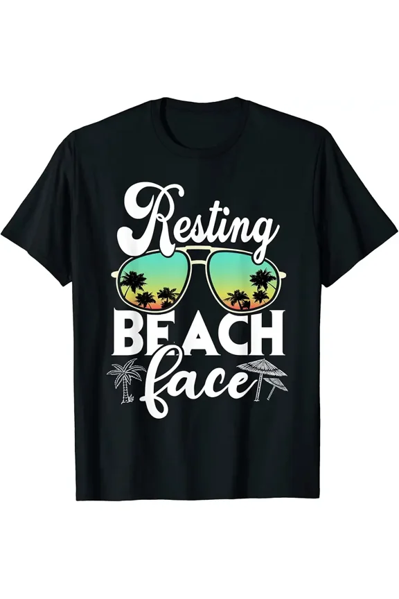 Unisex Funny Retro Resting Beach Face Graphic T-Shirt