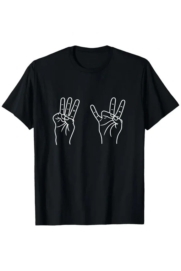 Unisex Funny Sign Language Gesture Graphic Crewneck T-Shirt, Slang Virus Themed Casual Short Sleeve Tee