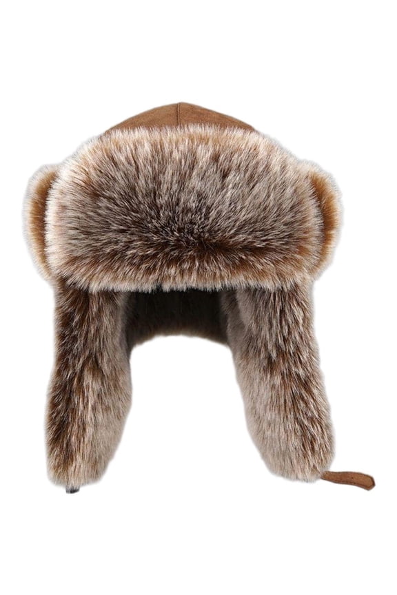 Unisex Furry Lined Trapper Hat Windproof Winter Hunting Hat Warm Winter Earflap Hat For Men Women Skating Skiing Hunting