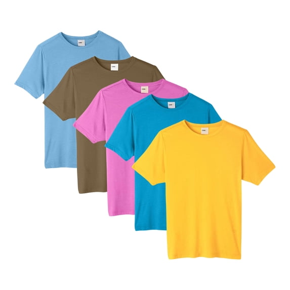 Unisex Fusion ChromaSoft Performance T-Shirt, 100% polyester Bulk Tees, Short Sleeve Crewneck Mixed Shirt, Multi Pack Tee, Assorted Solid Best T-Shirts (Bright Color 5 Pack, XL)