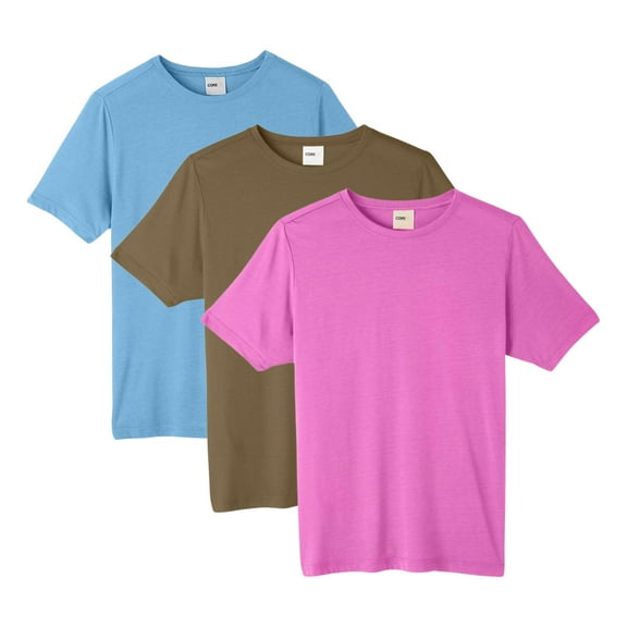 Unisex Fusion ChromaSoft Performance T-Shirt, 100% polyester Bulk Tees, Short Sleeve Crewneck Mixed Shirt, Multi Pack Tee, Assorted Solid Best T-Shirts (Bright Color 3 Pack, L)