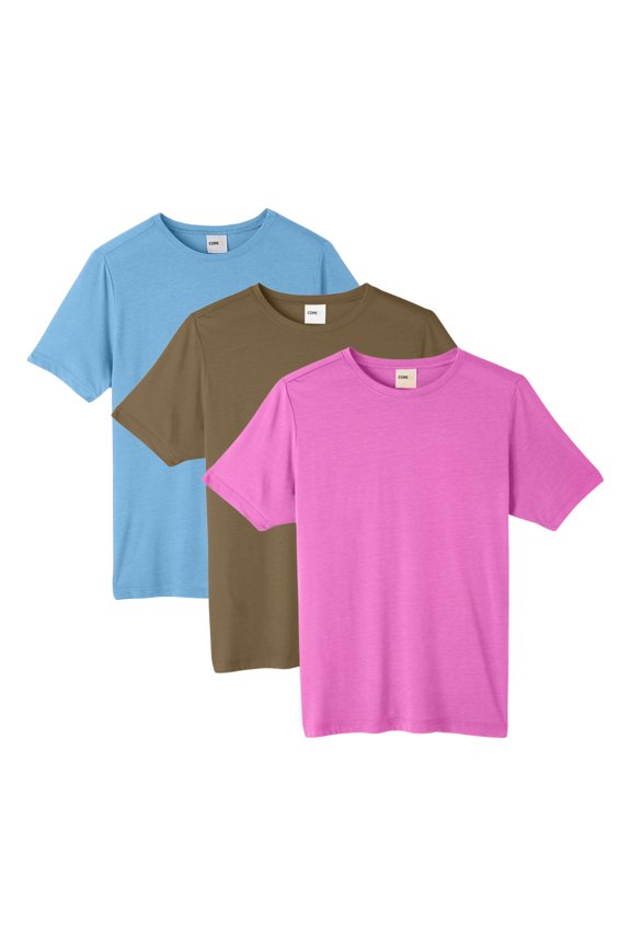 Unisex Fusion ChromaSoft Performance T-Shirt, 100% polyester Bulk Tees, Short Sleeve Crewneck Mixed Shirt, Multi Pack Tee, Assorted Solid Best T-Shirts (Bright Color 3 Pack, L)