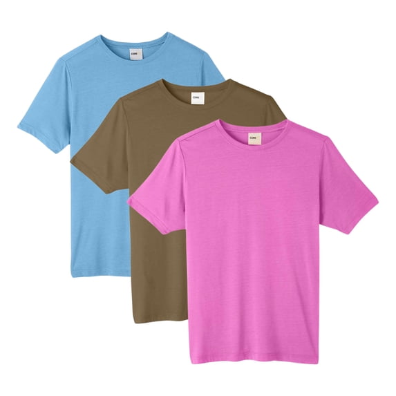 Unisex Fusion ChromaSoft Performance T-Shirt, 100% polyester Bulk Tees, Short Sleeve Crewneck Mixed Shirt, Multi Pack Tee, Assorted Solid Best T-Shirts (Bright Color 3 Pack, L)