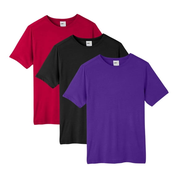 Unisex Fusion ChromaSoft Performance T-Shirt, 100% polyester Bulk Tees, Short Sleeve Crewneck Mixed Shirt, Multi Pack Tee, Assorted Solid Best T-Shirts (Dark Color 3 Pack, L)