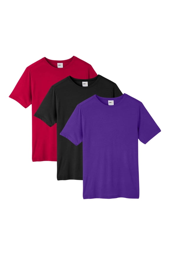 Unisex Fusion ChromaSoft Performance T-Shirt, 100% polyester Bulk Tees, Short Sleeve Crewneck Mixed Shirt, Multi Pack Tee, Assorted Solid Best T-Shirts (Dark Color 3 Pack, S)