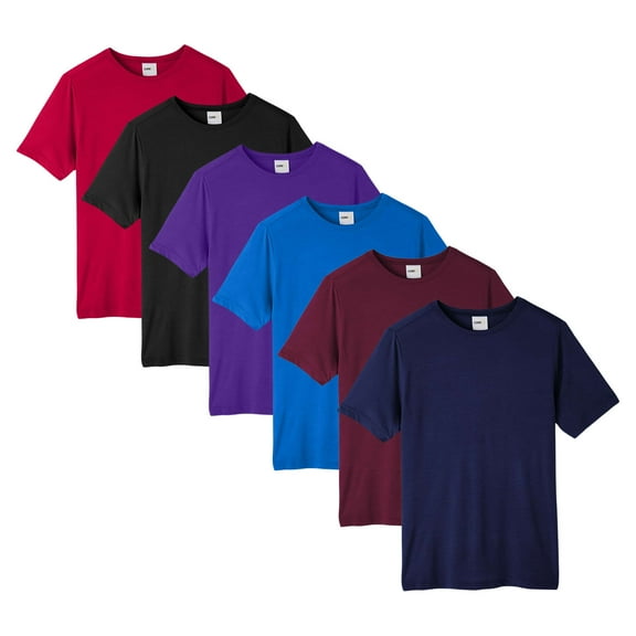 Unisex Fusion ChromaSoft Performance T-Shirt, 100% polyester Bulk Tees, Short Sleeve Crewneck Mixed Shirt, Multi Pack Tee, Assorted Solid Best T-Shirts (Dark Color 6 Pack, M)