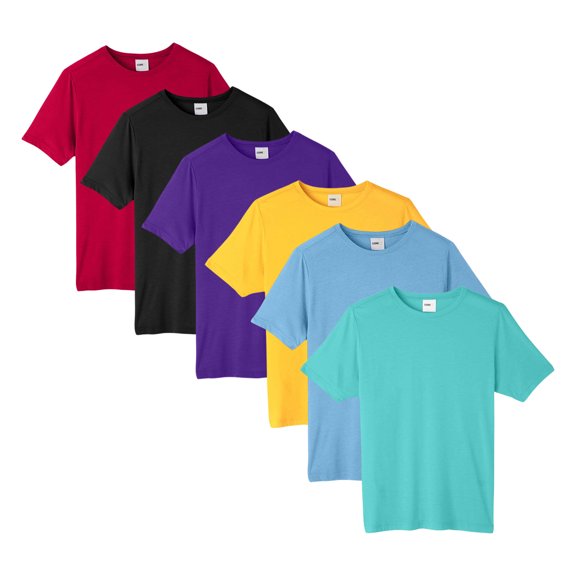 Unisex Fusion ChromaSoft Performance T-Shirt, 100% polyester Bulk Tees, Short Sleeve Crewneck Mixed Shirt, Multi Pack Tee, Assorted Solid Best T-Shirts (Dark+Bright Color 6 Pack, S)