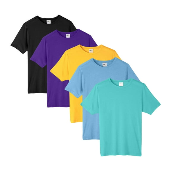 Unisex Fusion ChromaSoft Performance T-Shirt, 100% polyester Bulk Tees, Short Sleeve Crewneck Mixed Shirt, Multi Pack Tee, Assorted Solid Best T-Shirts (Dark+Bright Color 5 Pack, S)
