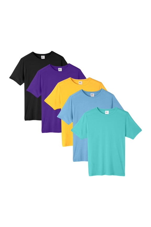 Unisex Fusion ChromaSoft Performance T-Shirt, 100% polyester Bulk Tees, Short Sleeve Crewneck Mixed Shirt, Multi Pack Tee, Assorted Solid Best T-Shirts (Dark+Bright Color 5 Pack, M)