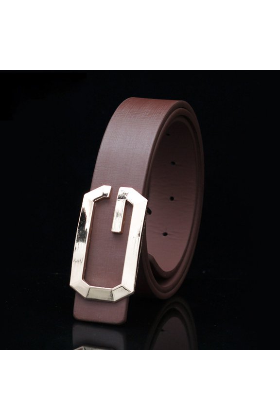 Unisex G Buckle Belt for Casual Pants Smooth Gold Finish Versatile Everyday Waist Accessory
