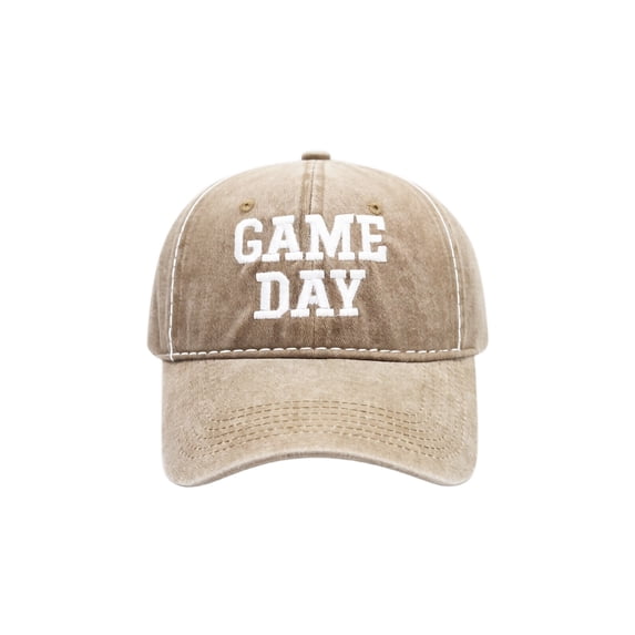 Unisex GAME DAY Embroidered Baseball Cap, Vintage Washed Soft‑Top Adjustable Sun Hat, Casual Sports Dad Hat for Game Day Football Outdoor Daily Wear