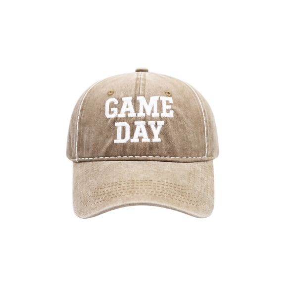 Unisex GAME DAY Embroidered Baseball Cap, Vintage Washed Soft‑Top Adjustable Sun Hat, Casual Sports Dad Hat for Game Day Football Outdoor Daily Wear