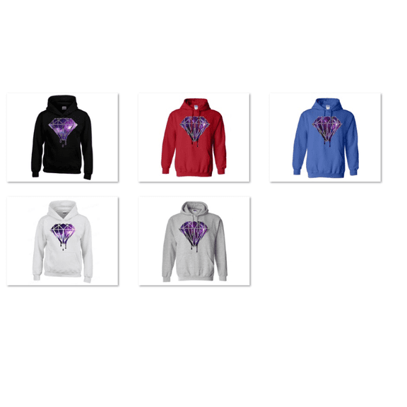 Unisex Galaxy Diamond Bleeding Melting Driping Printed Design Hoodie Long Sleeve Sweatshirt Soft and Comfy Hoodie, Lightweight Hoodie Black Hoodie Medium
