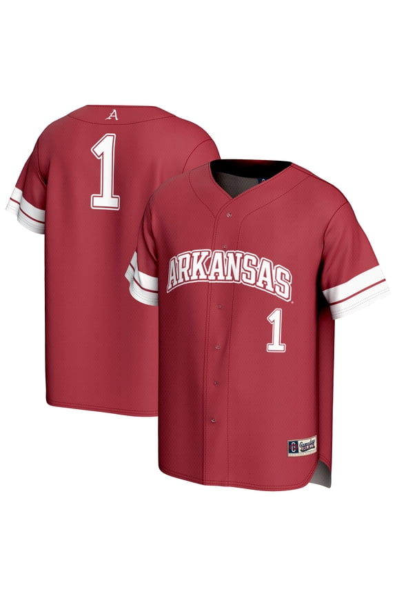 Unisex GameDay Greats #1 Cardinal Arkansas Razorbacks Lightweight Collegiate Baseball Fashion Jersey