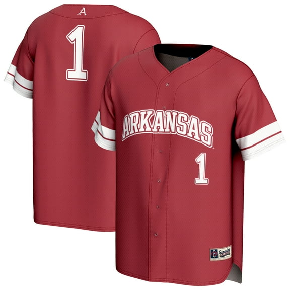 Unisex GameDay Greats #1 Cardinal Arkansas Razorbacks Lightweight Collegiate Baseball Fashion Jersey