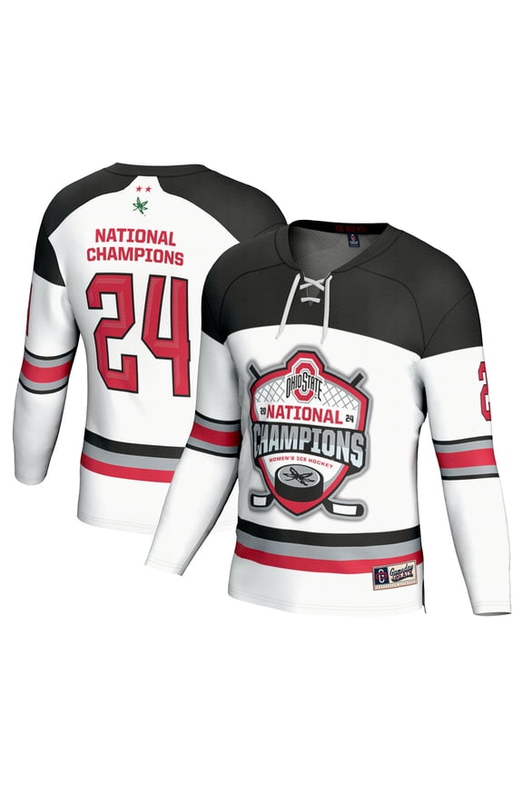 Unisex GameDay Greats White Ohio State Buckeyes 2024 NCAA Women's Ice Hockey National Champions Fashion Jersey