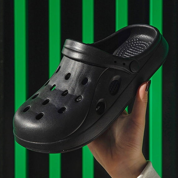 Unisex Garden Clogs Non Beach Pool Slippers Quick Dry on Sandals (Black 44=44-45)