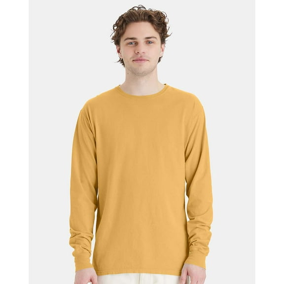 Unisex Garment-Dyed Long-Sleeve T-Shirt - ARTISAN GOLD - S