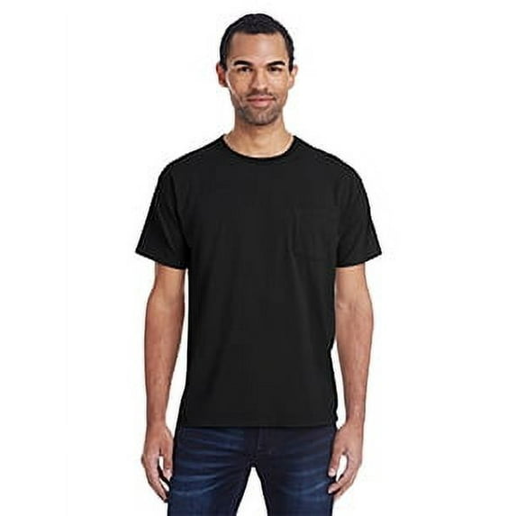 Unisex Garment-Dyed T-Shirt with Pocket - BLACK - L
