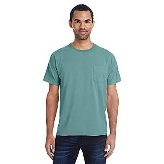Unisex Garment-Dyed T-Shirt with Pocket - CYPRESS GREEN - S
