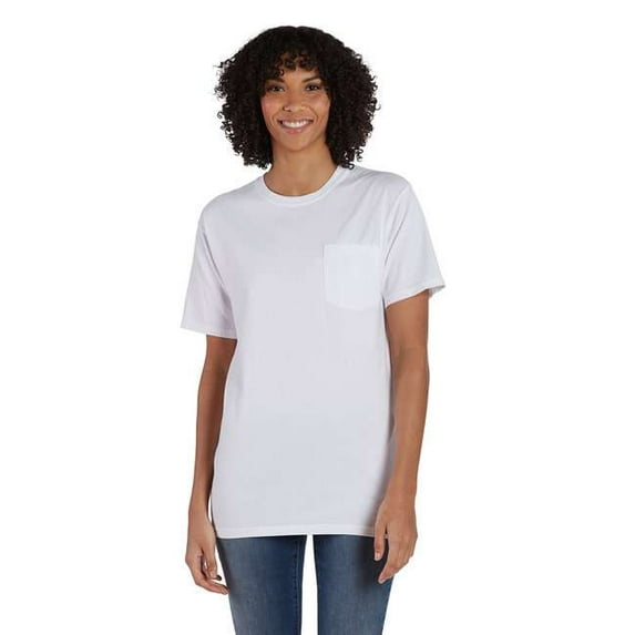 Unisex Garment-Dyed T-Shirt with Pocket - WHITE - S