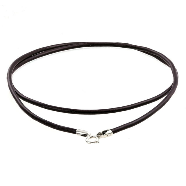 Unisex Genuine Brown Leather Cord Necklace .925 Silver Clasp 20 Inch
