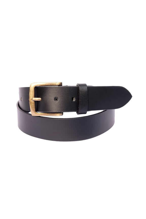 Unisex Genuine Leather Black Waist Accessory Antique Metal Buckle Formal Casual Wear
