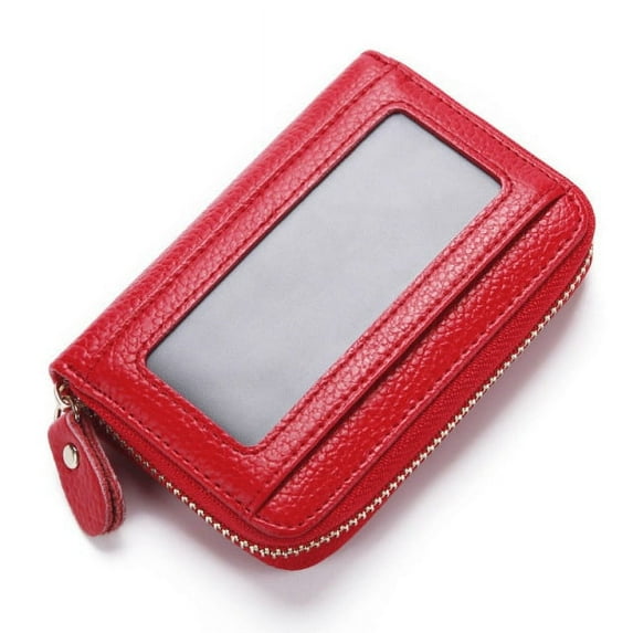 Unisex Genuine Leather Card Holder Men Rfid Wallet Credit Card Holder RFID Blocking Zipper Money Pouch Card Protect Case