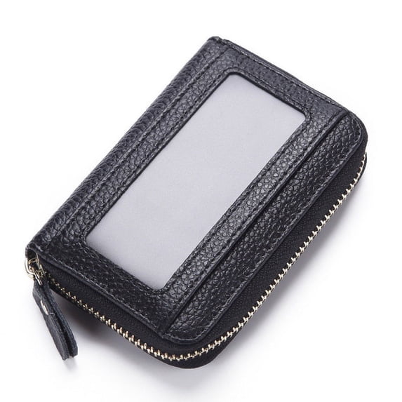 Unisex Genuine Leather Card Holder Men Rfid Wallet Credit Card Holder RFID Blocking Zipper Money Pouch Card Protect Case
